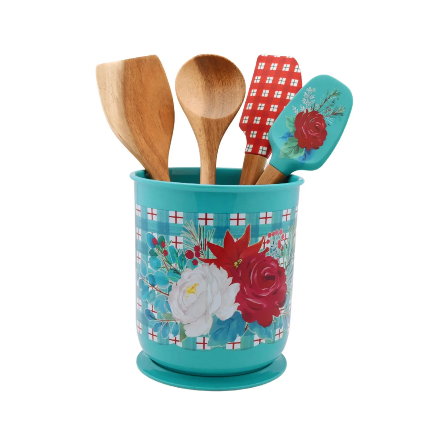 

Silicone and Wood Cooking Utensils and Crock Set, 5 Pieces