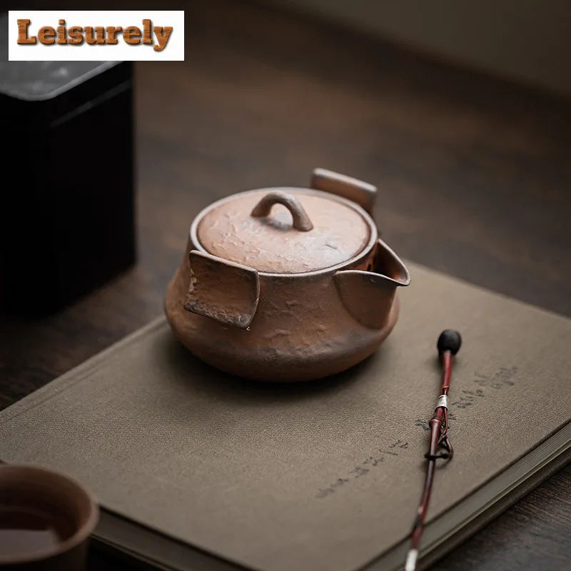 Retro Old Rock Mud Lifting Beam Teapot Boutique Tea Infuser Pot Tea Making Kettle with Ball Hole Tableware Supplies Ornaments