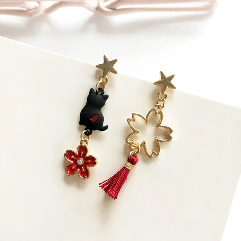 Korean-Style-Flower-Cute-Animal-Rabbit-Dangle-Earrings-For-Women-Strawberry-Zircon-Bee-Asymmetrical-Tassel-Earring.jpg_.webp