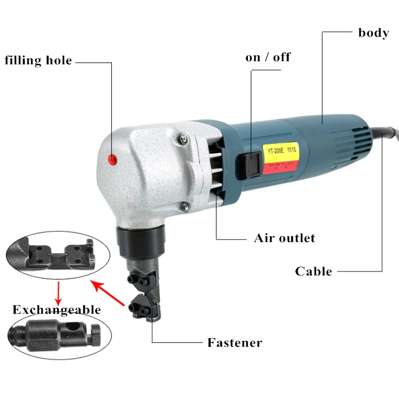 380W 1818 Electric Metal Punching Shear Sheet Metal Cutter Stainless Steel Metal Nibbler Curve Cutter 30000rpm High Speed Rotor 4