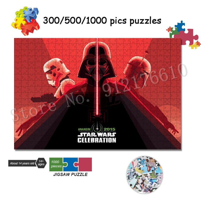 

2015 Star Wars Celebration Jigsaw Puzzles Creativity Birthday Diy Gift 300/500/1000 Pieces Disney Decompression Jigsaw Game Toys