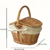 Hand-woven rattan basket with lining - Rattan storage container, suitable for outdoor dining and home decoration 4