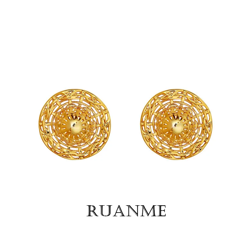 

European and American Fashion Unique Retro Metal Hollow Out Hat Stud earrings Earrings Women Fine Jewelry Gifts