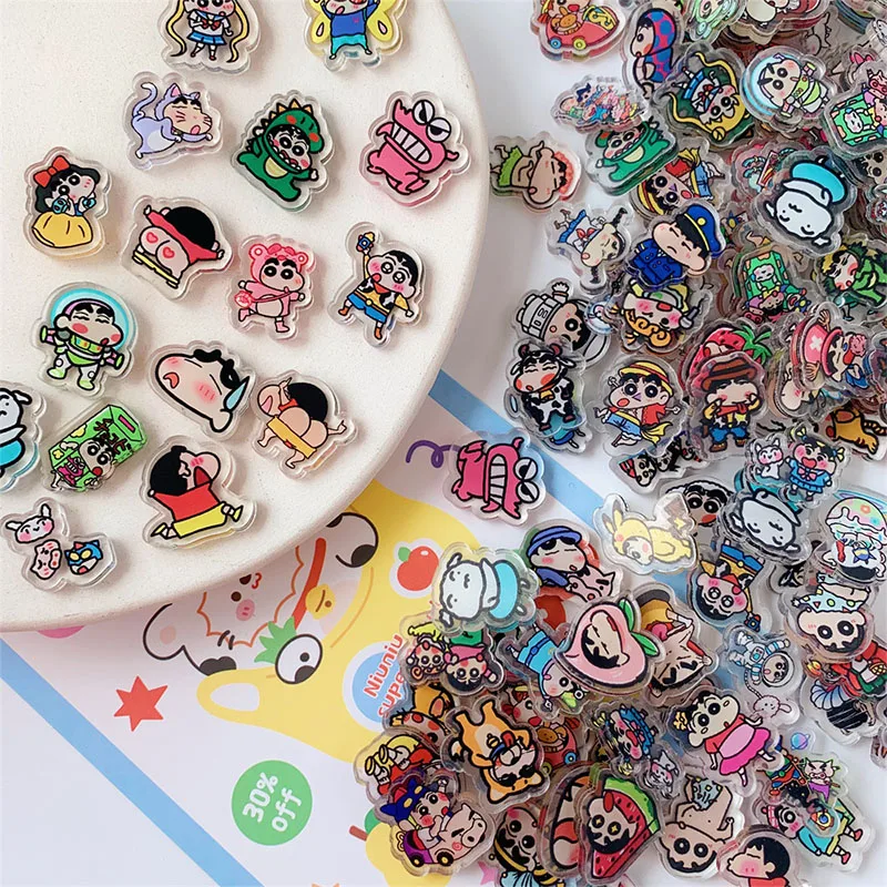 

2600Pcs Kawaii Crayon Shin-Chan Anime Figure Acrylic Diy Hairpin Phone Case Accessories Patch Exquisite Animation Peripherals