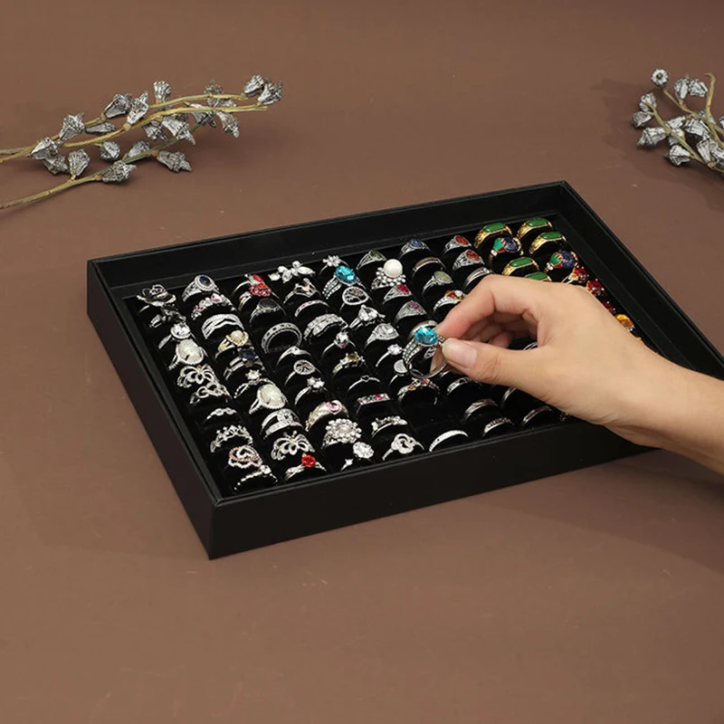 Exquisite 100Slot Sponge Ring Earring Jewelry Storage Display Box Case Holder Showcase Ring Cufflink Jewelry Tray With Lid