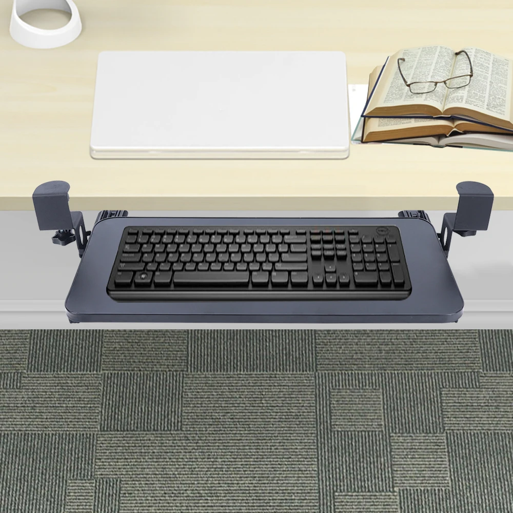 Adjustable Keyboard Stand - Desk Mount, 20kg Load Capacity, Ergonomic Design, Black, Modern, Ideal for Office & Gaming Comfort