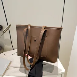 Women's Versatile Large Capacity Tote Bag with Multi - Compartment Design (Light brown)