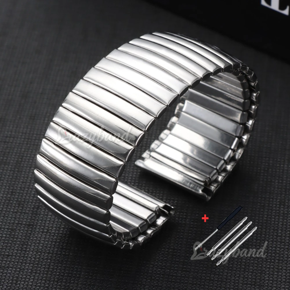 Silver Stainless Steel Elastic Watchband Replacement - Universal Wristband Bracelet
