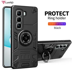 Armor Metal Ring Stand Case Cover with Enhanced Protection and Versatile Stand Functionality for Infinix Smart 8 (Black)