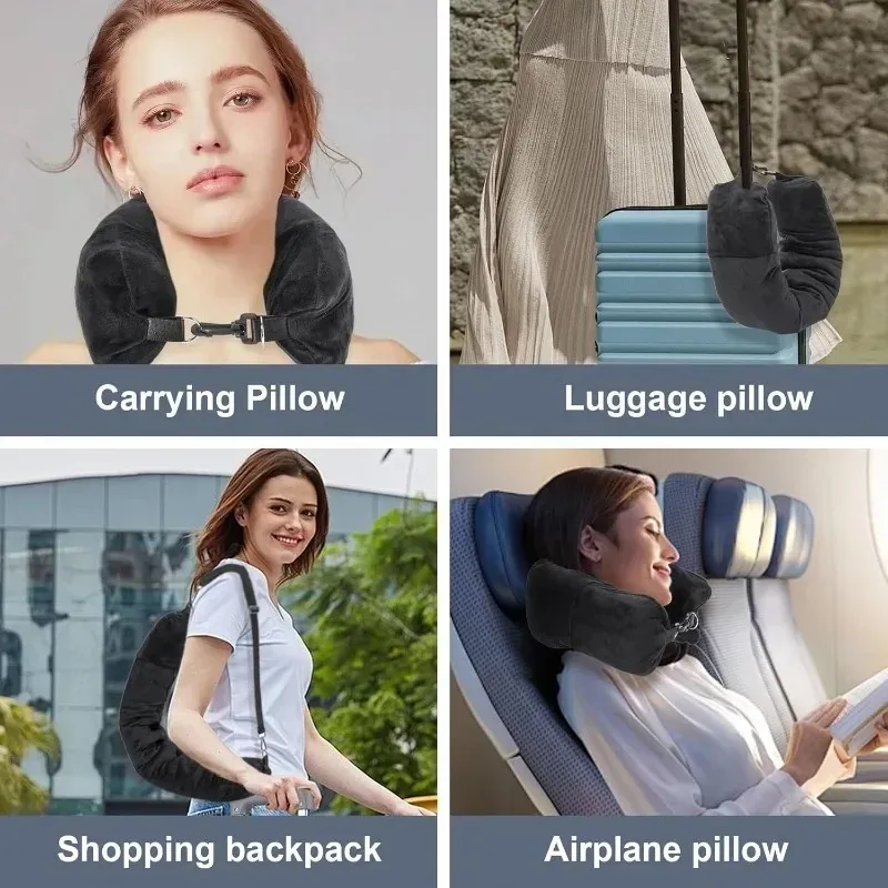 Foldable Travel Neck Pillow, No Padding, Can Store Clothes, with Adjustable Rope, Storage Bag, Suitable for Travel Use