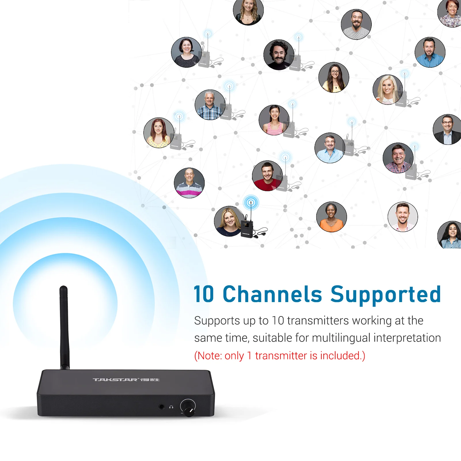 TAKSTAR WPM-300 Wireless Monitoring System with In-ear Earphone UHF Audio Transmitter Bodypack Receiver
