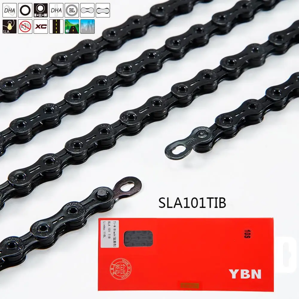 自転車チェーン10s用  YBN SLA-101 (ゴールド) YBN Bike Chain 10 11 12 Speed SLA Silver Hollow Gold Oil