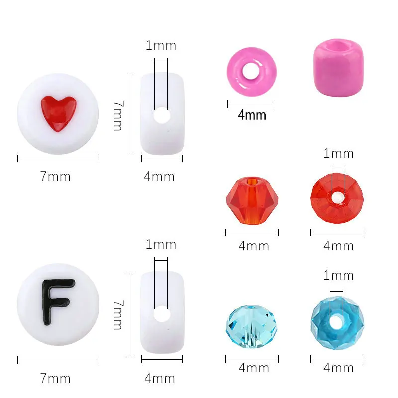 4mm 쥬얼리 비즈 세트 유리 씨앗 비즈 아크릴 편지 비즈 맞는 DIY 쥬얼리 팔찌 목걸이 액세서리 만들기 5000 개/상자