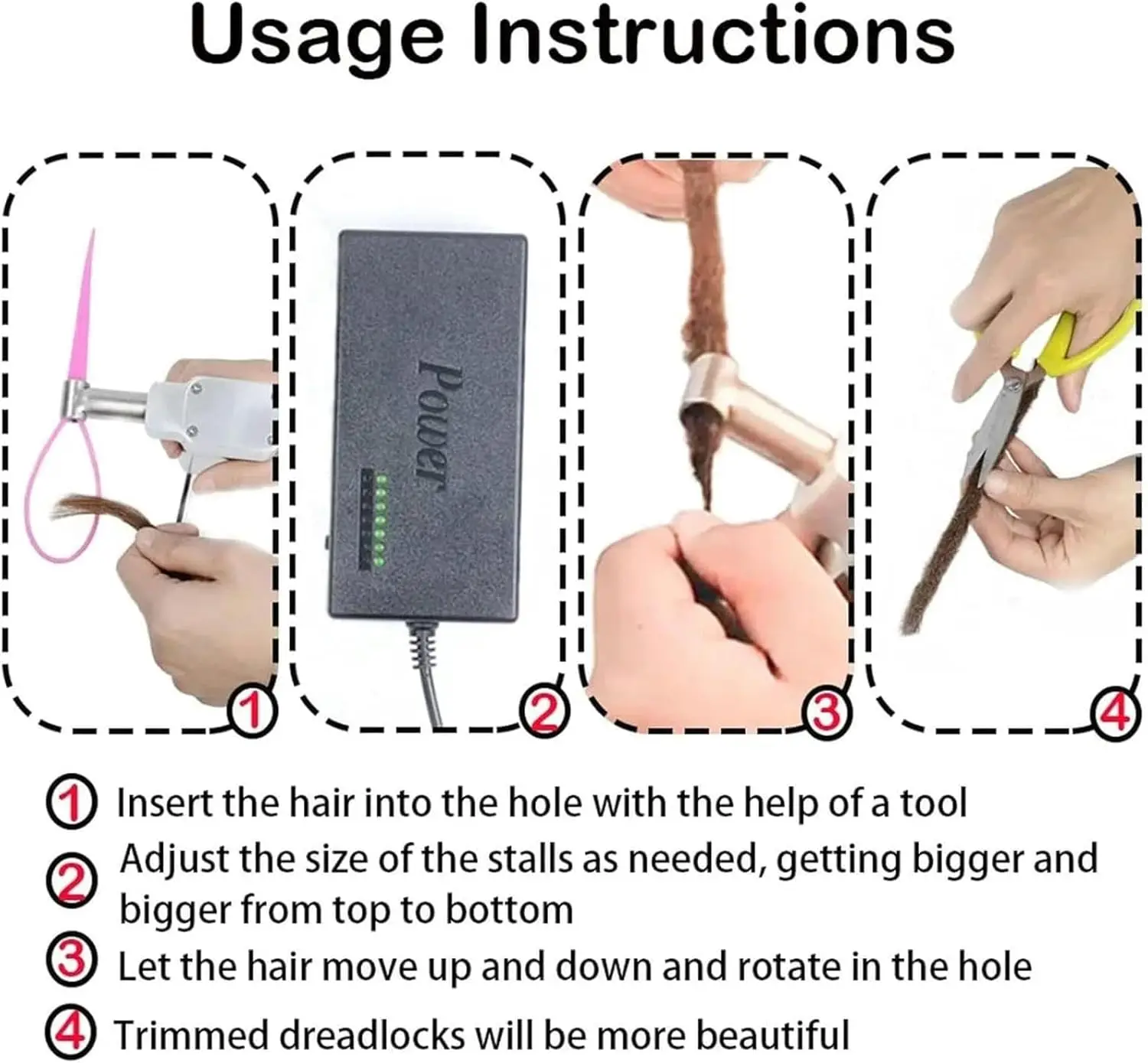 Upgrade Automatic Dreadlock Machine Braided Holes,Easy DIY Instant Dreadlocks Maker No Needle Change Required Portable 6