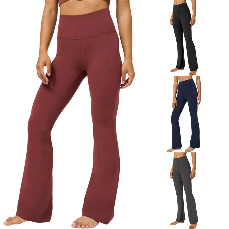 

Women Solid Color Hip Lift Yoga Pants Elastic High Waist Tight Long Flared Pants Spring Autumn Sports Fitness Woman Clothing
