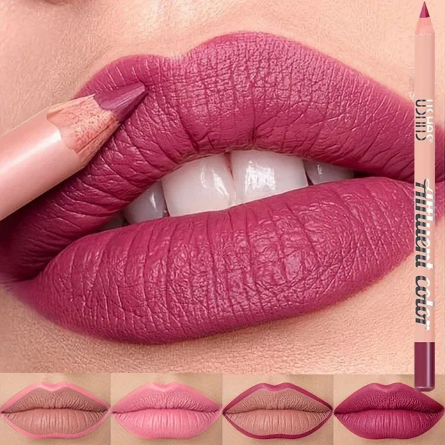 56504-eb849d.jpg Fine Slim Lip Pencil Waterproof Easy To Color Matte Pink Purple Long-lasting Waterproof Non Stick Cup Pigment Sexy Lip Cosmetics
