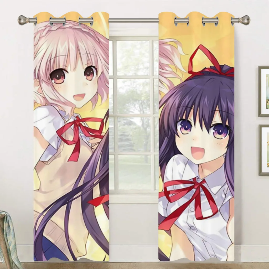 Date a Live Window Curtains  for Living Room Bedrooms 2 pieces Aesthetic Room Decoration 4