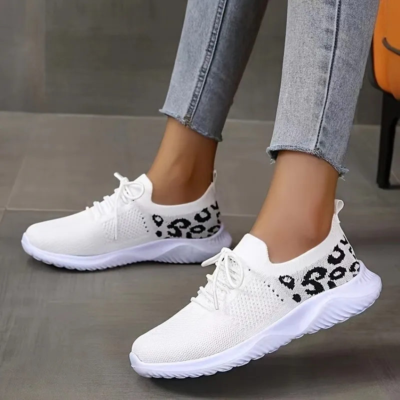 

New Fashion Women's Anti-Slip Sneakers Women's Shoes Colorblock Leopard Print Fashion Mesh Black Wedge Sneakers Casual Shoes