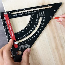 Triangle Ruler 7Inch Measurement Tool Aluminium Alloy Carpenter Set Square Angle Woodworking Tools Try Square Triangular Tools