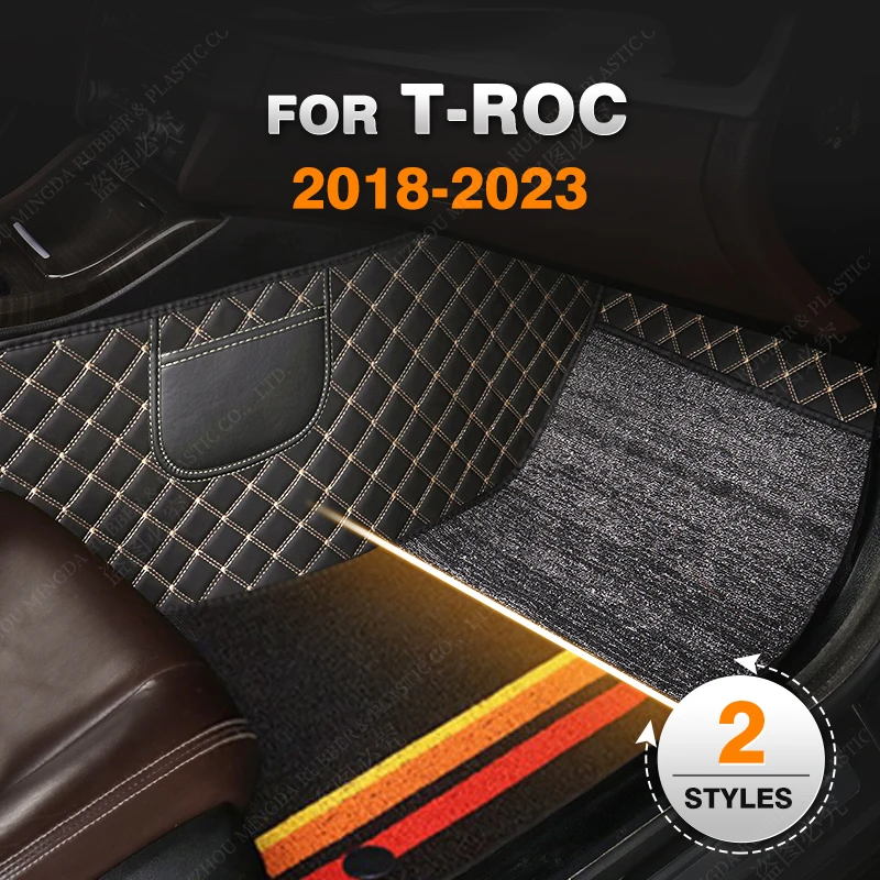 

Custom Double Layer Car floor mats For VW Volkswagen T-ROC 2018 -2023 19 20 21 22 Foot Carpet Interior Accessories