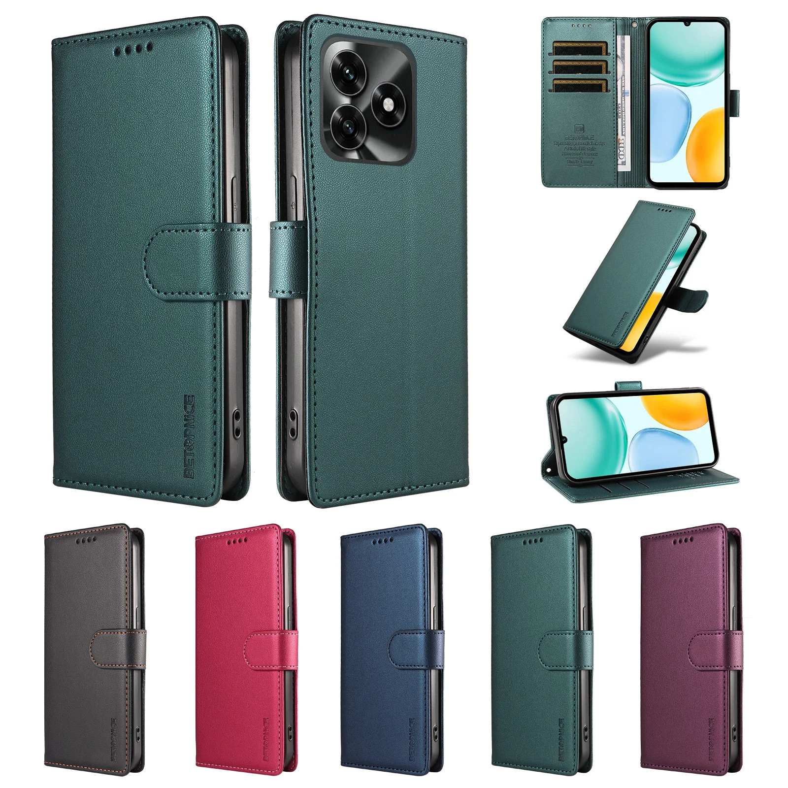 Premium Business Leather Flip Wallet Card Holder Phone Case Cover