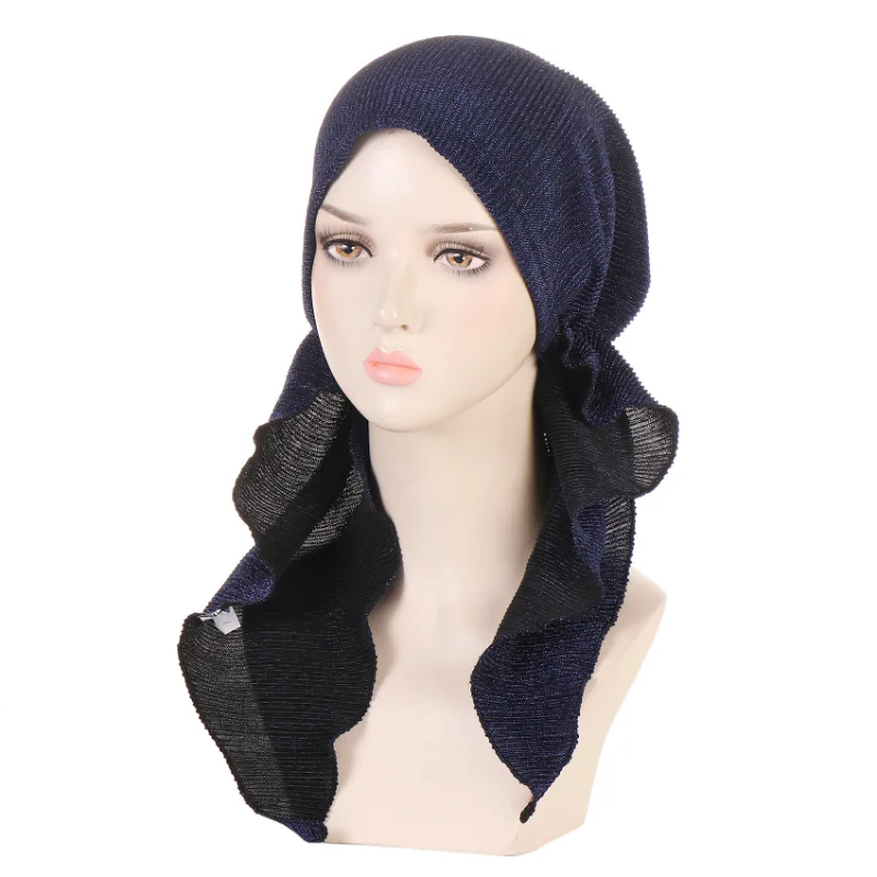 

KepaHoo Elastic Solid Color Pre-Tied Hijab Wrap Head Scarf Hats Muslim Turban Bonnet for Women Inner Hat Female Turbantes Caps