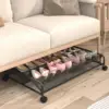 Under Bed Shoe Storage with Wheels, 2 Pack Rolling Under Bed Storage Containers for Shoes Metal Shoe Rack Organizer 4