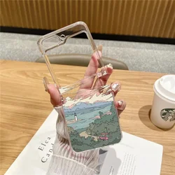 Vintage Landscape Oil Painting Folding Phone Case - Hard Transparent Cover - Galaxy ZFlip 8 (Style 1)