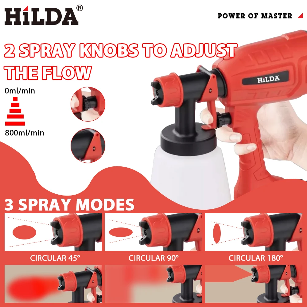 Spray Gun HILDA 800ML Electric Spray Gun High Power Paint Sprayer