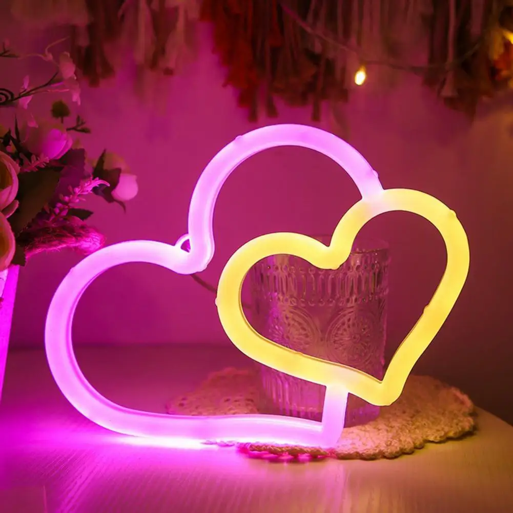 

Neon Wall Decor Romantic Led Neon Sign for Bedroom Home Decor Heart Star Shaped Lights for Valentine's Day Birthday for Bar