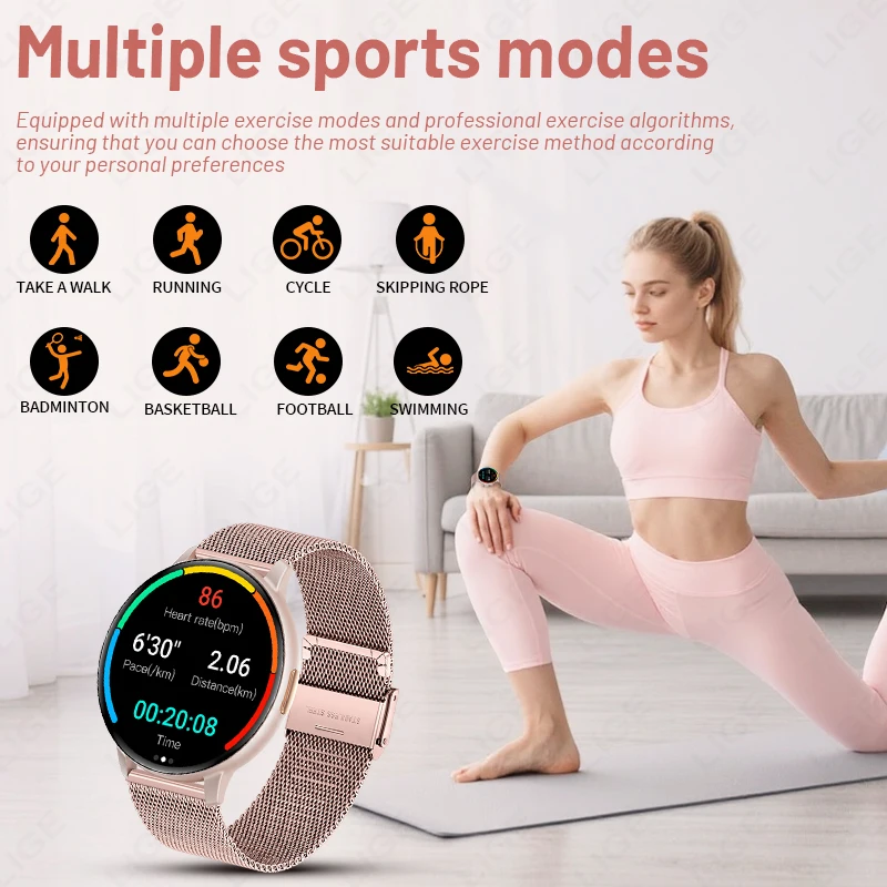 LIGE Waterproof Women Smart Band Watch Men Bluetooth Call Sports Fitness Watches Ladies Heart Rate Smartwatch For Android IOS