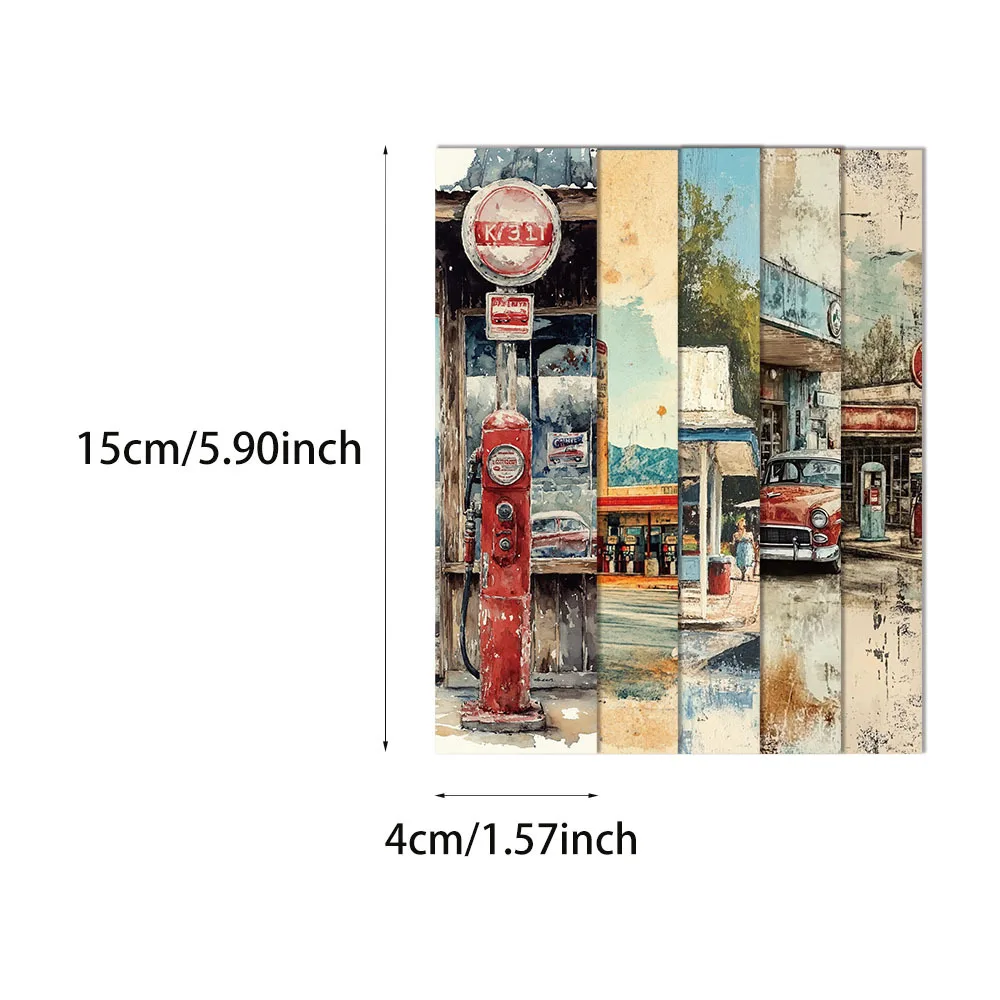 Classic Gas Station Bookmarks American Retro Car Style Reading Books Marked Paper Cards 30Pcs Creative Diy