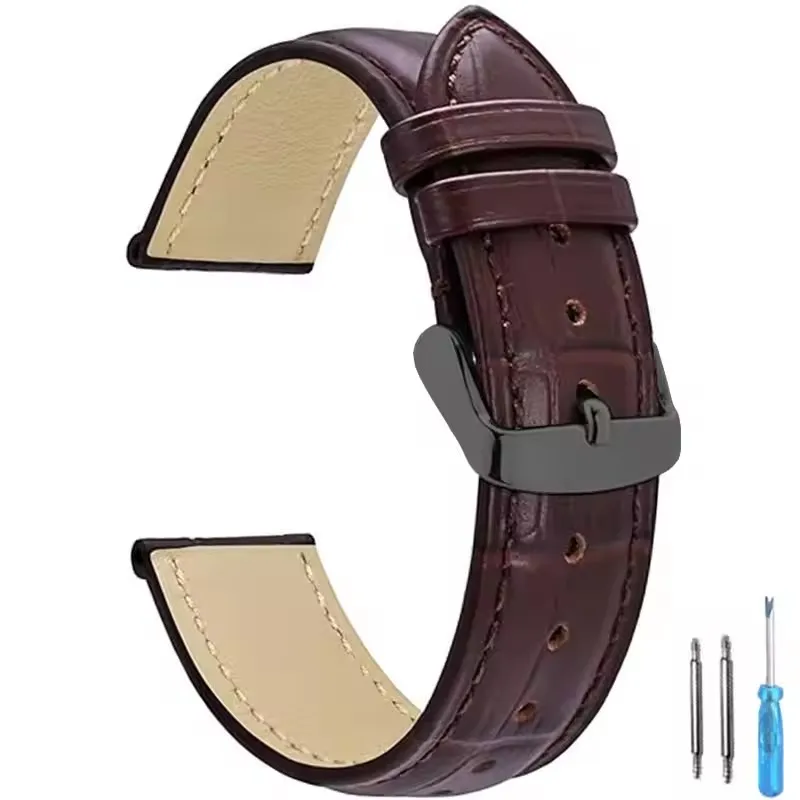 Premium Universal Leather Watch Strap for Men and Women - Elegant Replacement Watchband