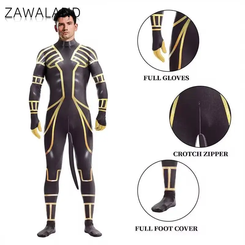 Cosplay Costume Zawaland Anubis Petsuit Men Cosplay Costume with Tail Carnival Purim Zentai Suit