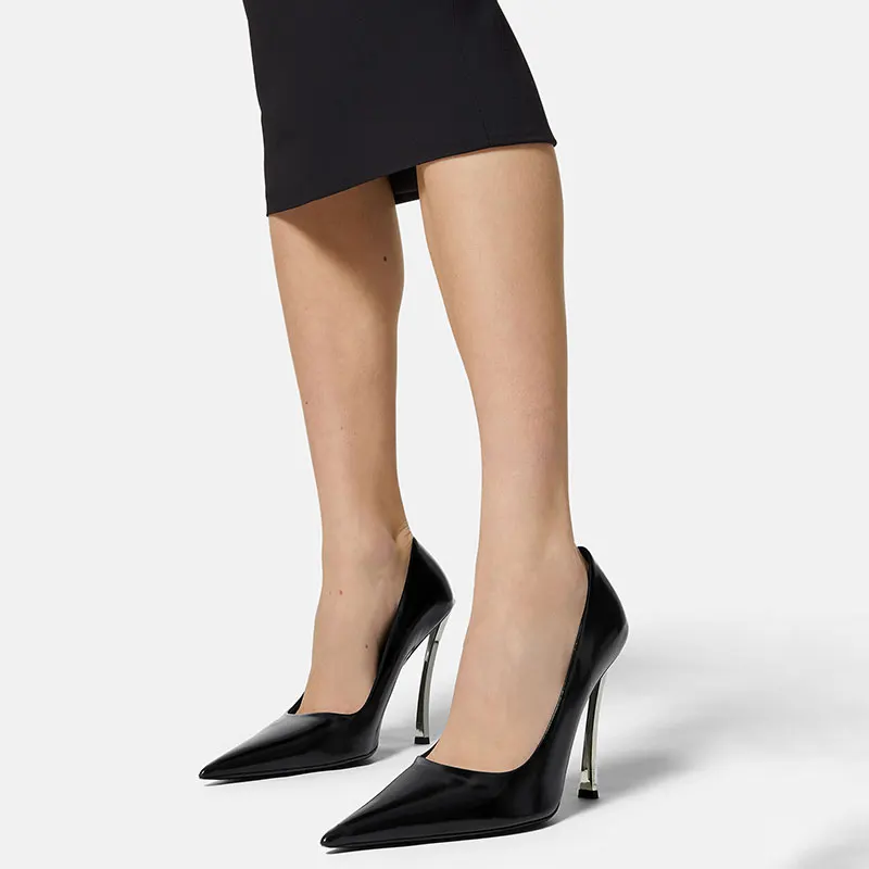 

Women's Spring and Summer New Fashion High Heel Shoes Pointed Metal Slim High Heel Single Shoes Party Wedding Women's Shoes