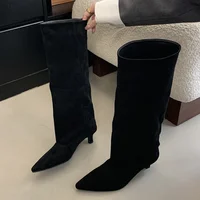 2025 Winter Street Style Pointed Toe Knee-High Boots Women Low Heels Shoes Female Long Booties Women Shoes Zapatos De Mujer - Image 6