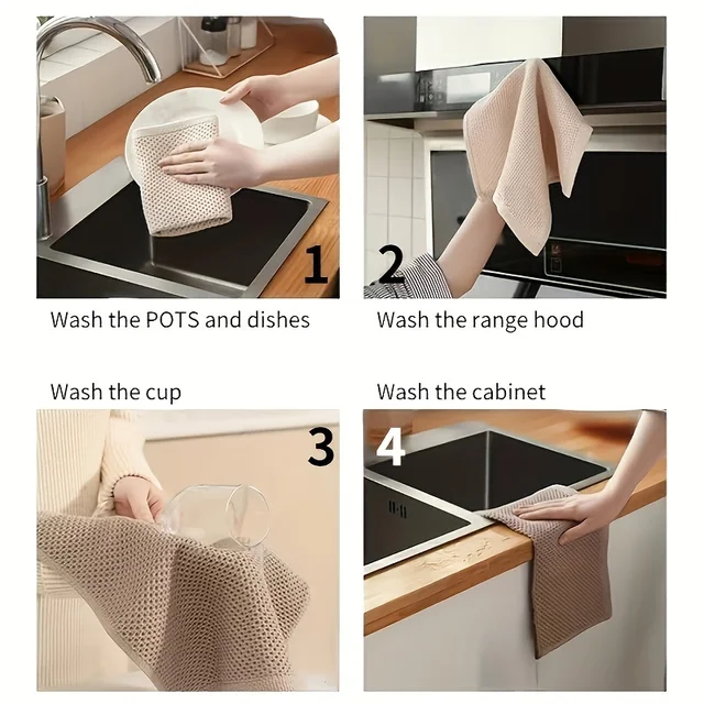 Pure Cotton Waffle Kitchen Towels Super Absorbent Dishcloth Soft Rags for kitchen Home Durable Quick Drying Cleaning Cloth 6