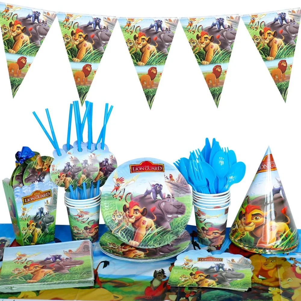 

Cartoon Lion King Disposable Tableware Paper Cup Paper Flag Party Explosion Lion King Simba Children Birthday Christmas for Bab