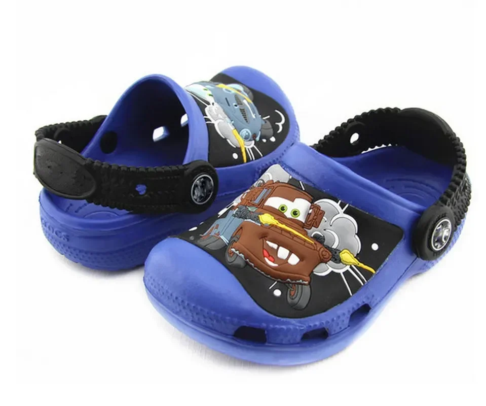 Disney Car Story Lightning Mcqueen Mater Cartoon Children's Hole Shoes Car Lightweight Non-slip Beach Slippers Birthday Gift