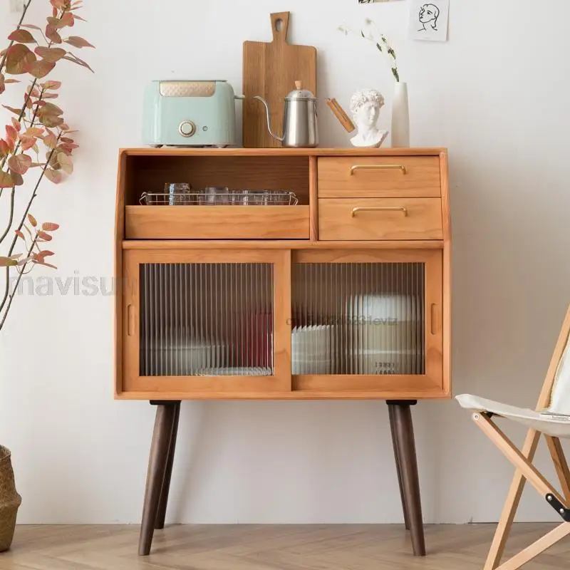 Nordic Solid Wood Sidewall Modern Minimalist Wine Cabinet Wall Shelf Cupboard Narrow Storage Cabinet Kitchen Furniture