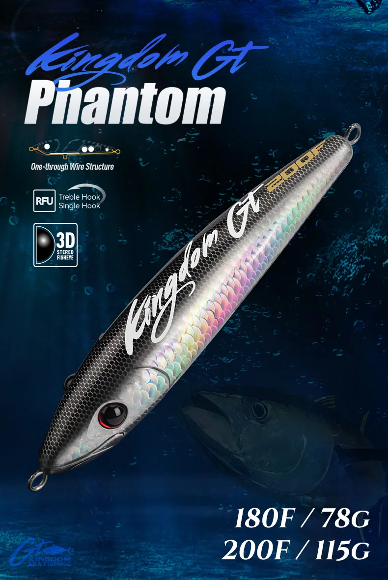 Kingdom GT schwimmende Bleistiftköder, 180 mm, 200 mm, 78 g, 115 g, Topwater-Angelköder, künstliche harte Köder, GT-Salzwasser-Meerangelköder – Detail 3