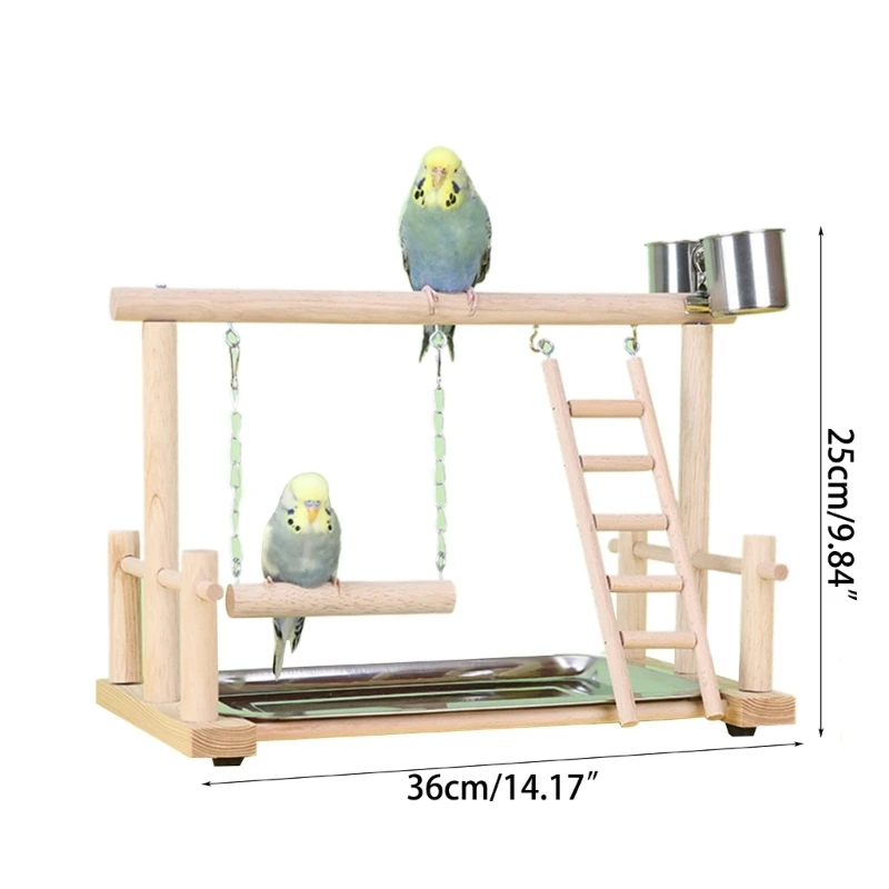 Support De Jeu D'oiseau, Support D'oiseau En Bois À Double Couche Avec  Support D'oiseau De Cloche D'oscillation D'échelle Pour Le Gymnase En Bois  De