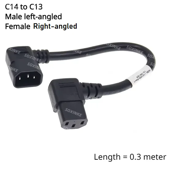 Angled IEC Power Adapter Extension Cable