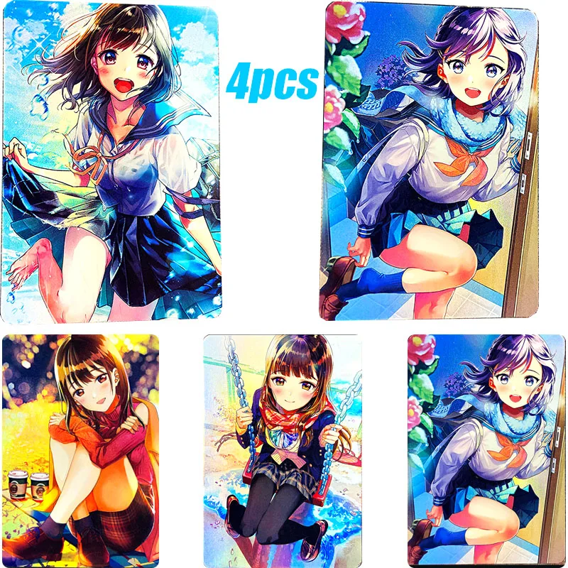 

4Pcs/set Anime Characters Four Seasons Girl Goddess Loli Diy Homemade Card Christmas Birthday Gift Game Toys Collection Card