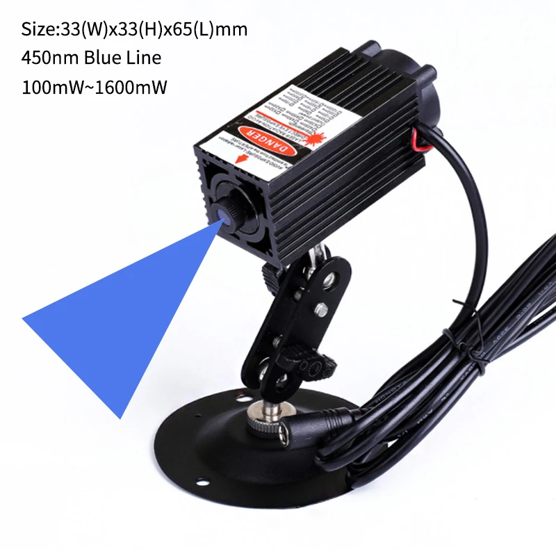 High Power Focusable 450nm Blue Line Laser Diode Module 300mW 500mW 700mW 1000mW with Cooling Fan(Free with Bracket and Adapter)