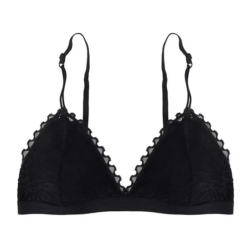 Triangolo di pizzo francese Bralette di pizzo senza anello in acciaio Reggiseni senza cuciture Reggiseno sottile da donna sexy Reggiseno estivo traspirante Reggiseno - immagine 6