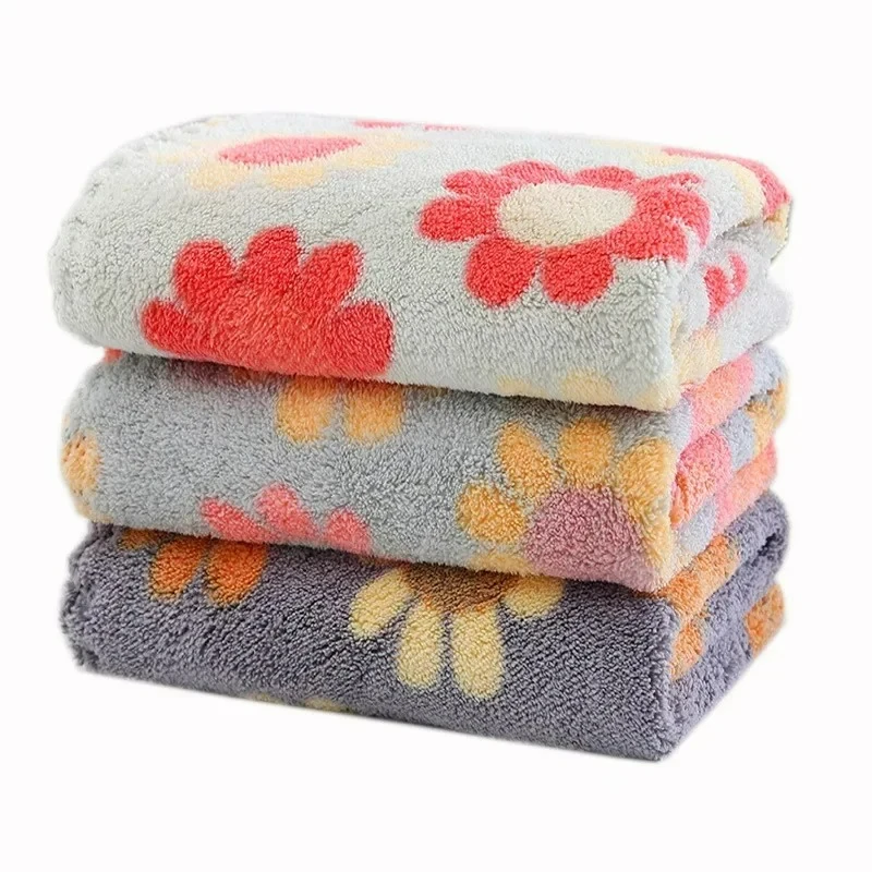 Kitchen cleaning cloths 4Pcs Soft Absorbent Dishcloth Coral Fleece Sunflower Wiping Towel Rags 30X30CM