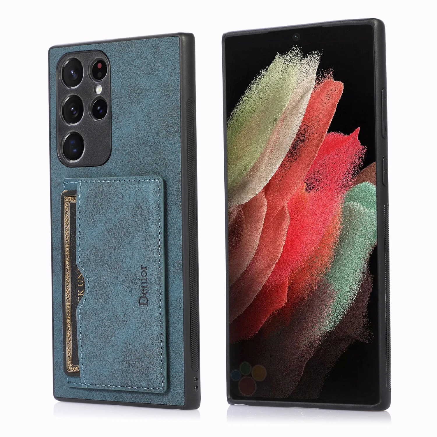 

Fashion Pu Leather Cover Back Cases For Sasmung Galaxy S22 S21 S20 Plus Ultra Card Slot Kickstand Holder Phone Case