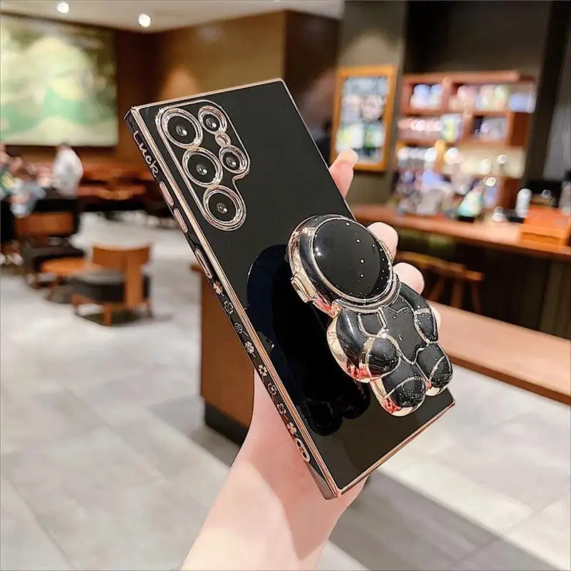 Star Astronaut Staffa Pieghevole Placcatura Custodia Per Telefono Per Oppo R17Pro R11 R11S R15 Pro R15X K1 Supporto Pieghevole Copertura Antiurto Lisc