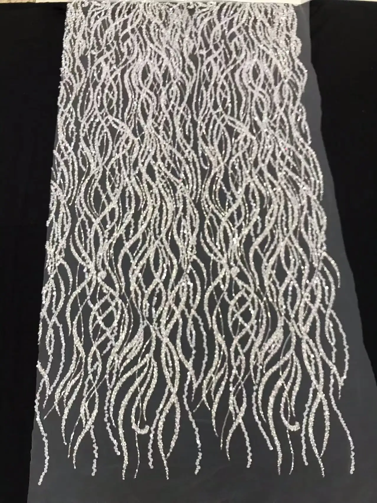 

2023 высококачественное белое платье из бисера, свадебное платье из бисера, ткань с блестками, изысканное свадебное вечернее платье с цветами/5 ярдов